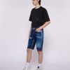 Archives John Richmond John Richmond | Denim Bermuda Shorts With Tear-Off Dark Blue Denim