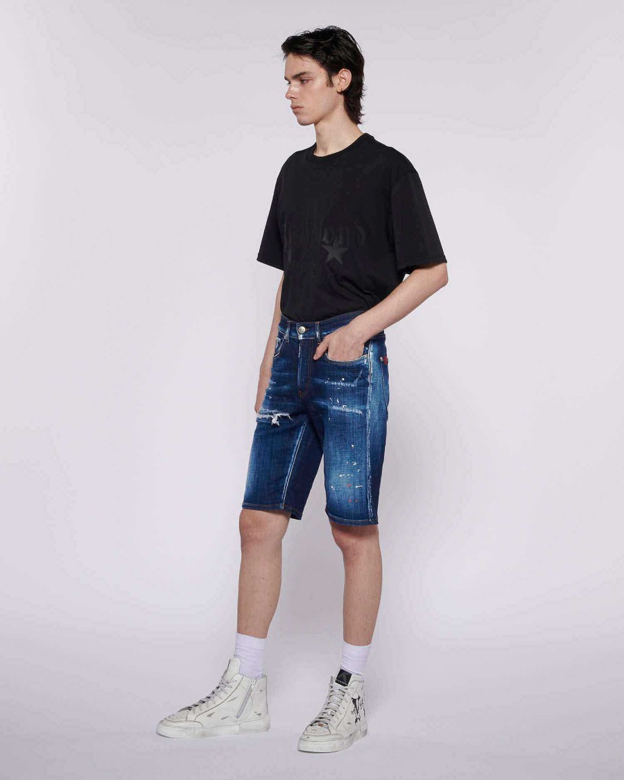 Archives John Richmond John Richmond | Denim Bermuda Shorts With Tear-Off Dark Blue Denim