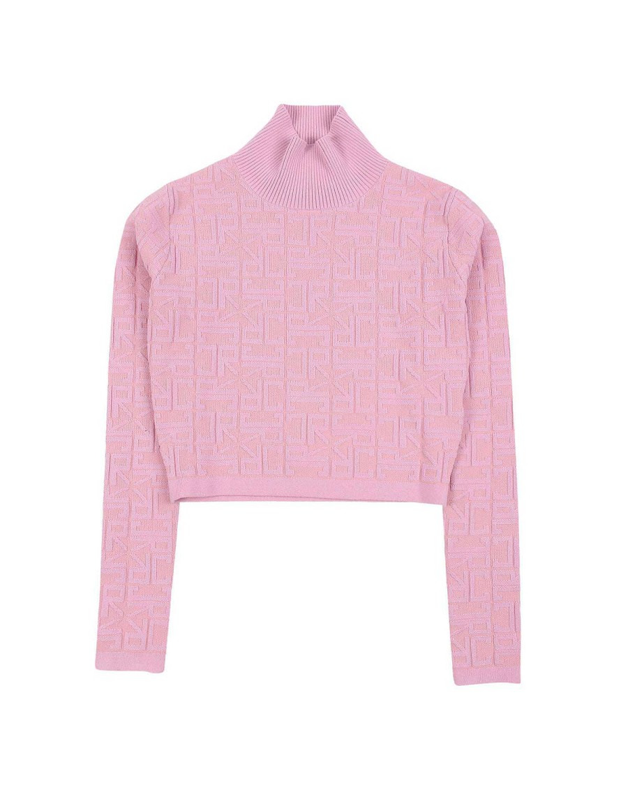 Women John Richmond Knitwear | Crop Sweater With High Neck Rose