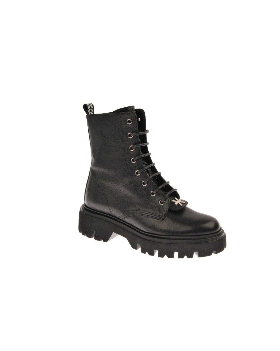 Women John Richmond Footwear | Women'S Leather Combat Boot Black