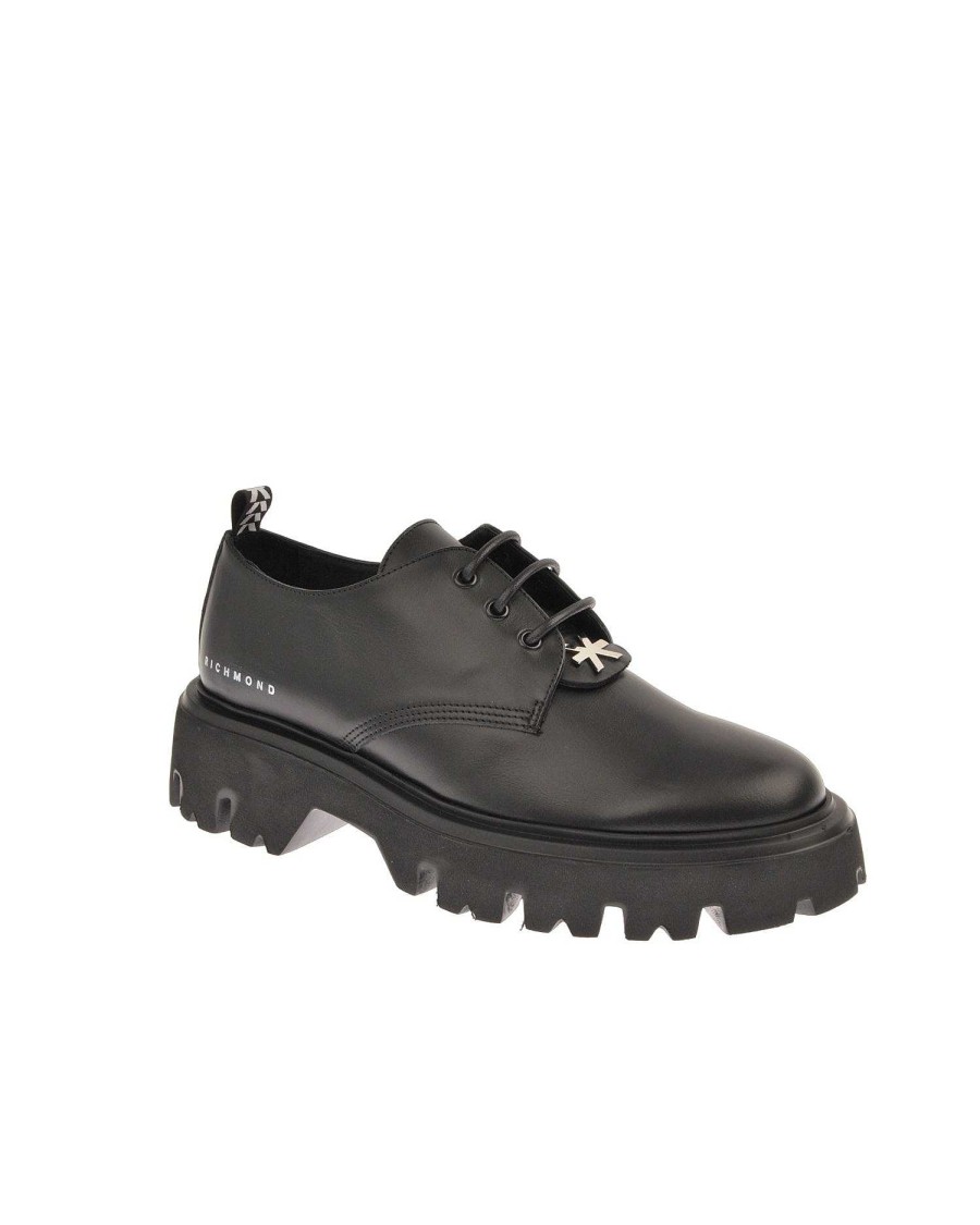 Men John Richmond Footwear | Men'S Oxford Shoe With Track Sole Black