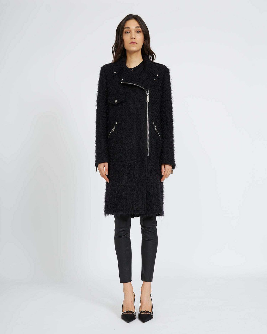 Women John Richmond Outerwear | Long Coat In Fur Black