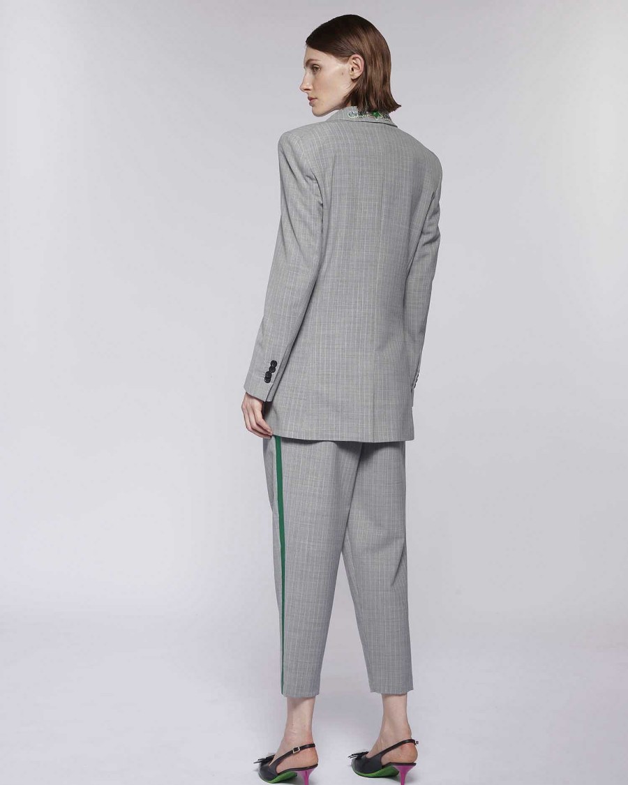 Archives John Richmond John Richmond | Double-Breasted Jacket With Stripes Grey