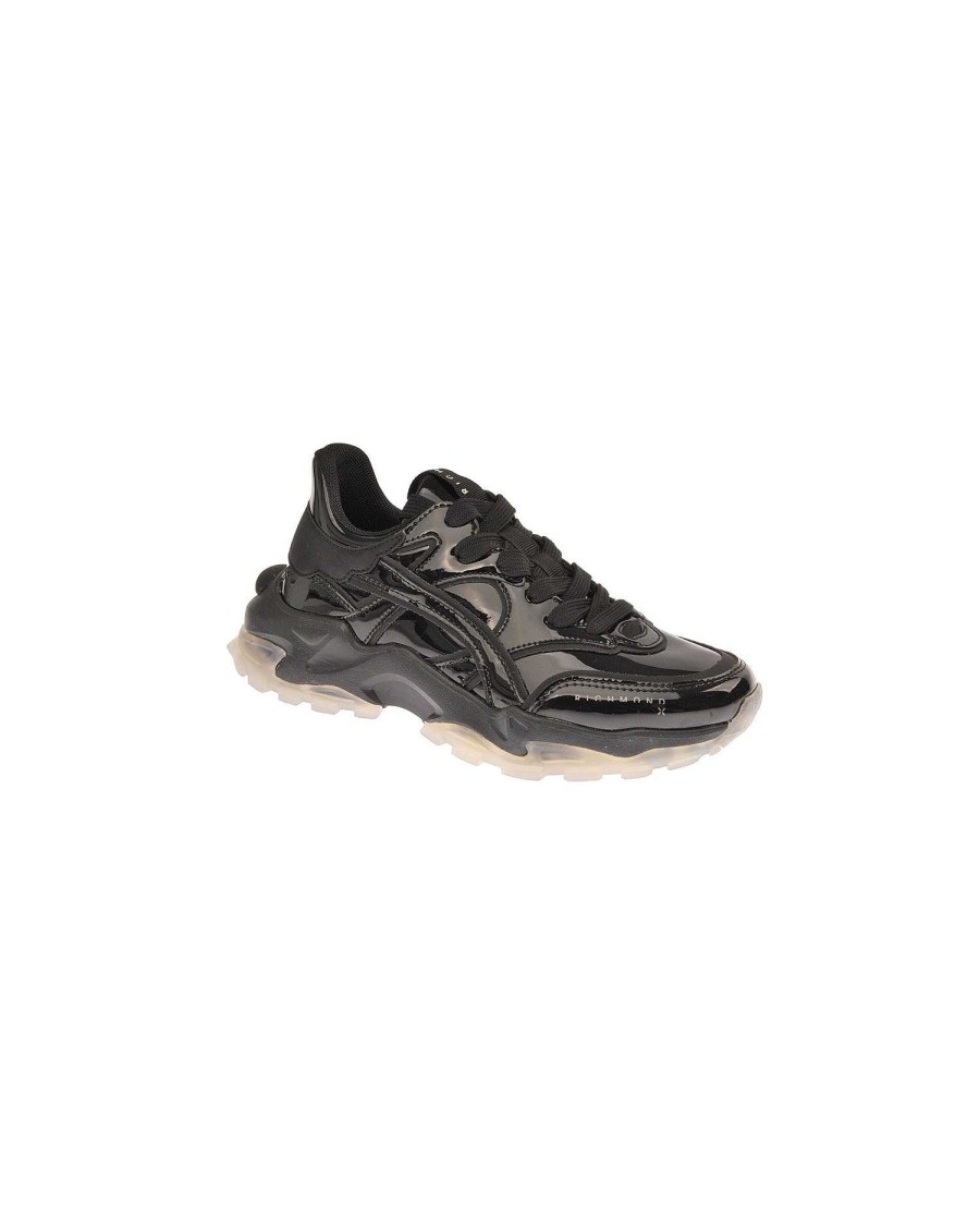 Accessories & Parfums John Richmond | Women'S Sporty Sneaker With Reliefs Black