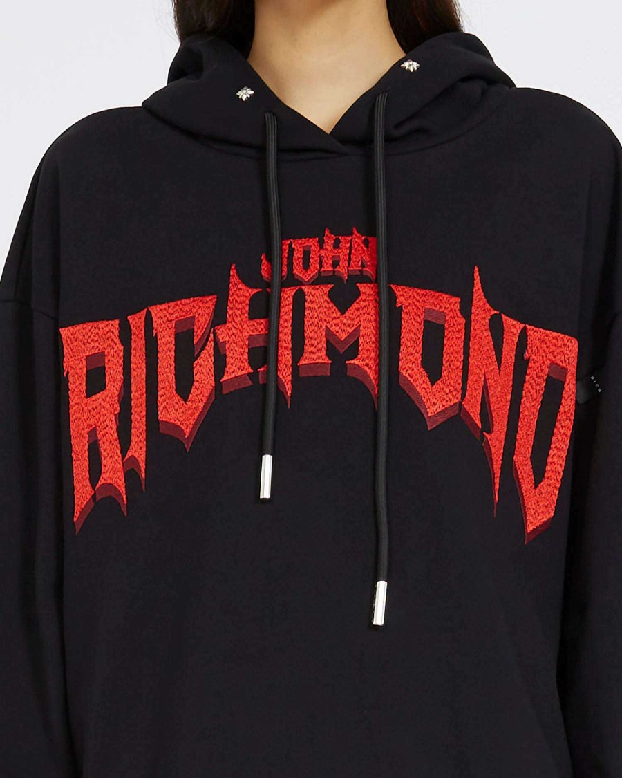 Women John Richmond Sweatshirts | Hoodie With Print On The Front Black