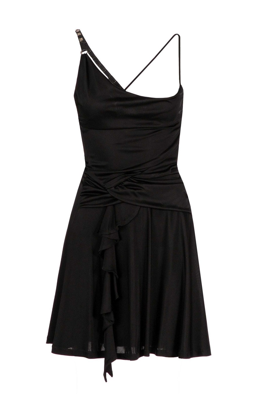 Archives John Richmond John Richmond | Short Draped Dress With Shoulder Pad Black