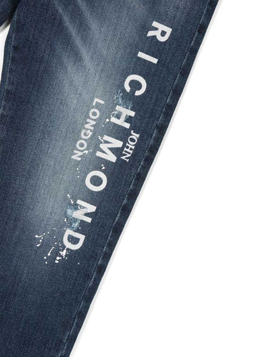 Kidswear John Richmond | Regular Jeans With Logo On The Front Blue