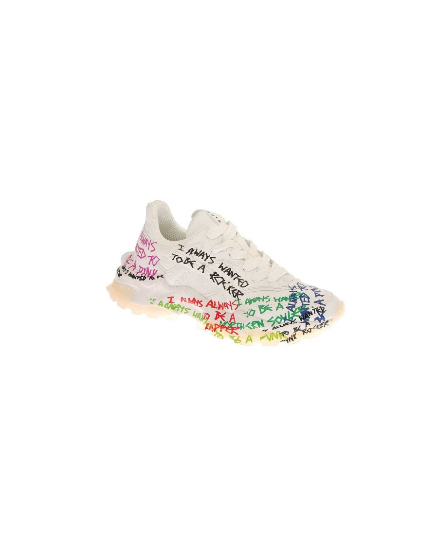 Women John Richmond Footwear | Women'S Sporty Sneaker With Colorful Lettering White