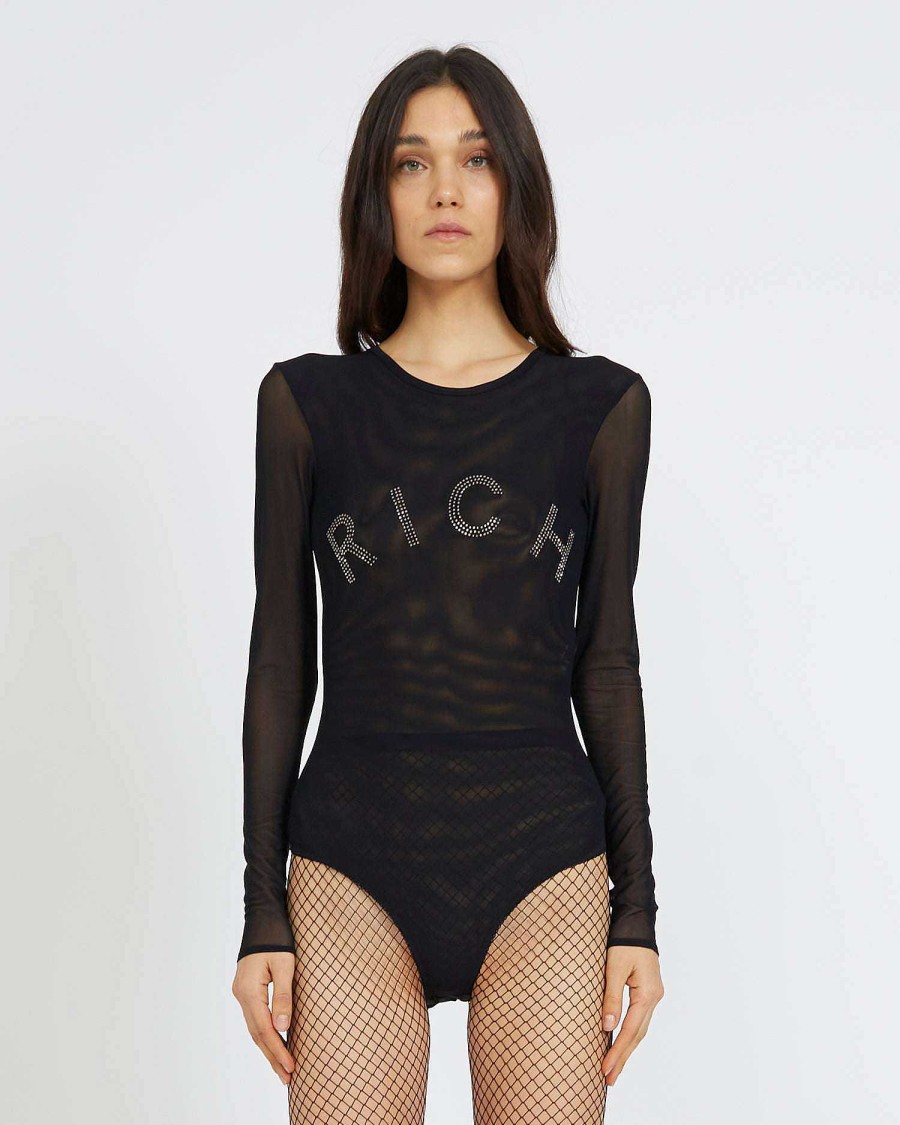 Women John Richmond Tops And Bodysuits | Clear Body With Logo Black