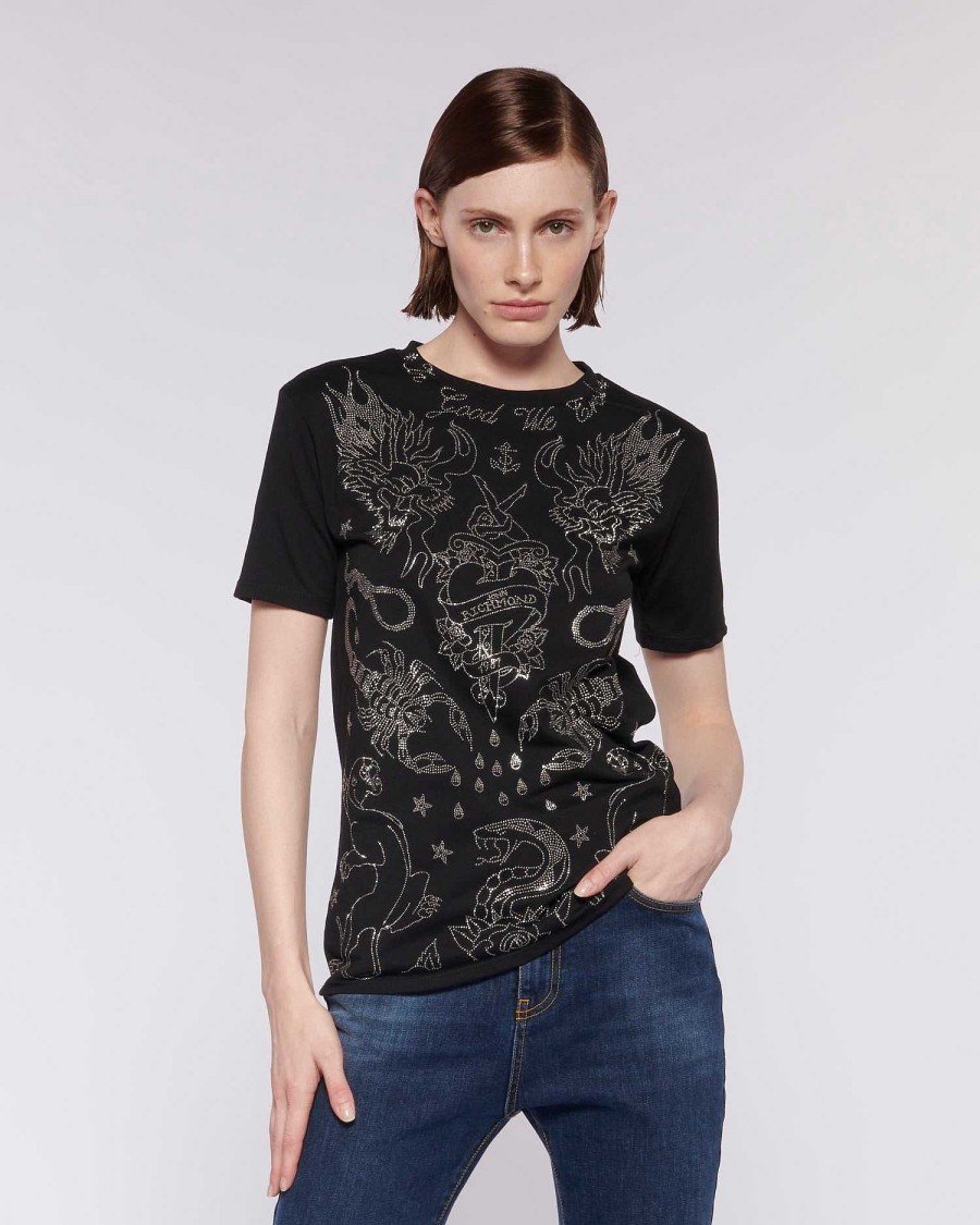 Archives John Richmond John Richmond | Regular T-Shirt With Contrasting Print Black