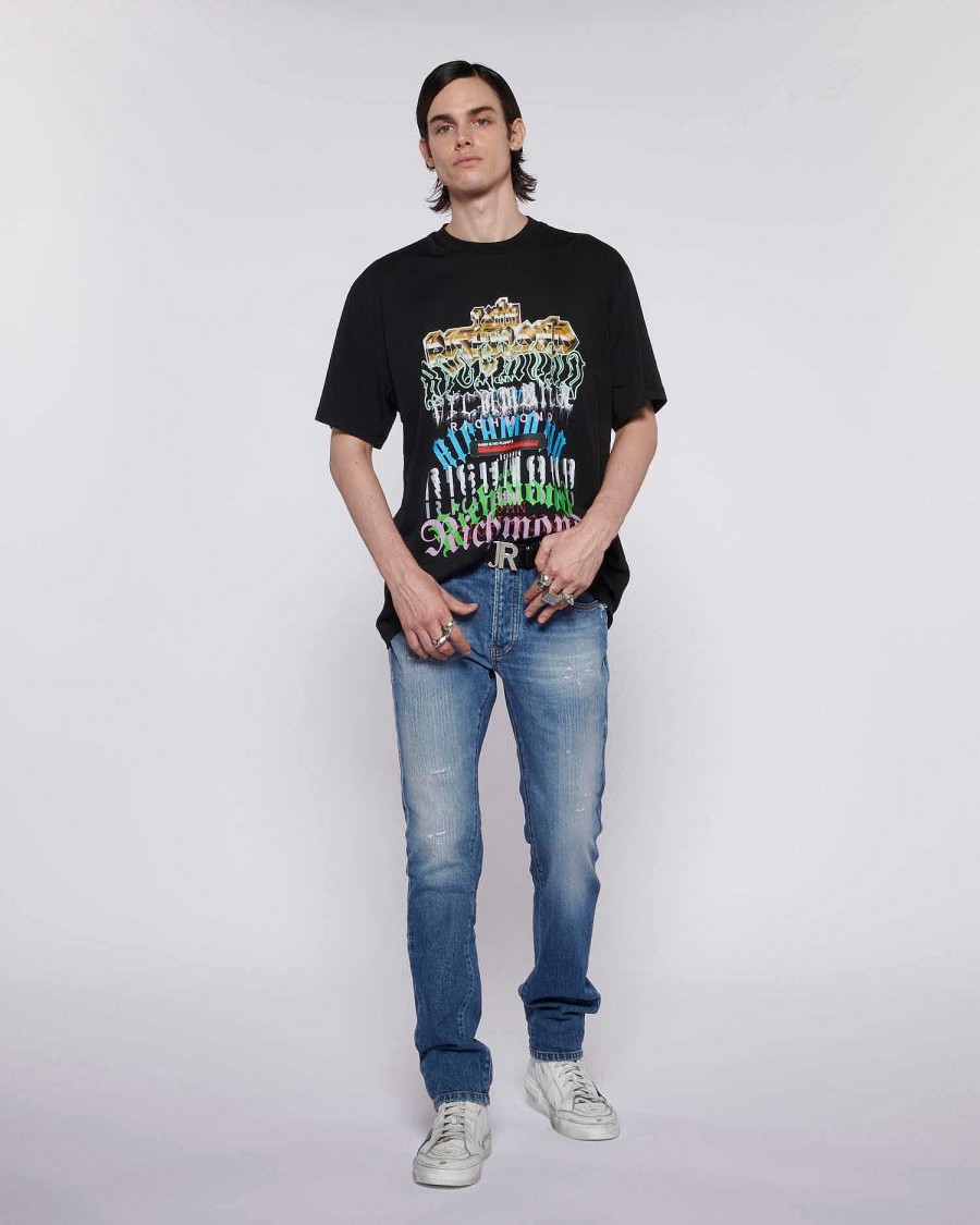 Archives John Richmond John Richmond | Oversized T-Shirt With Multicolour Print Black