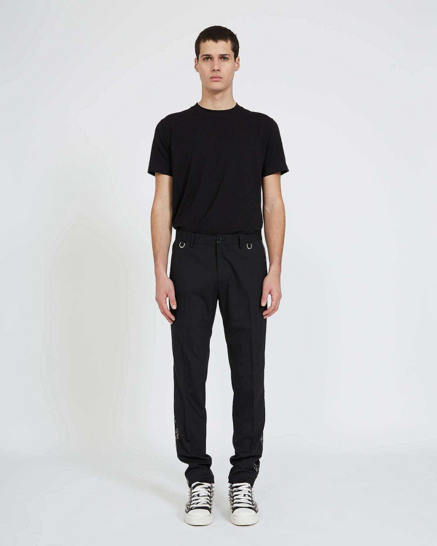 Men John Richmond Trousers | Trousers With Sequined Band Black