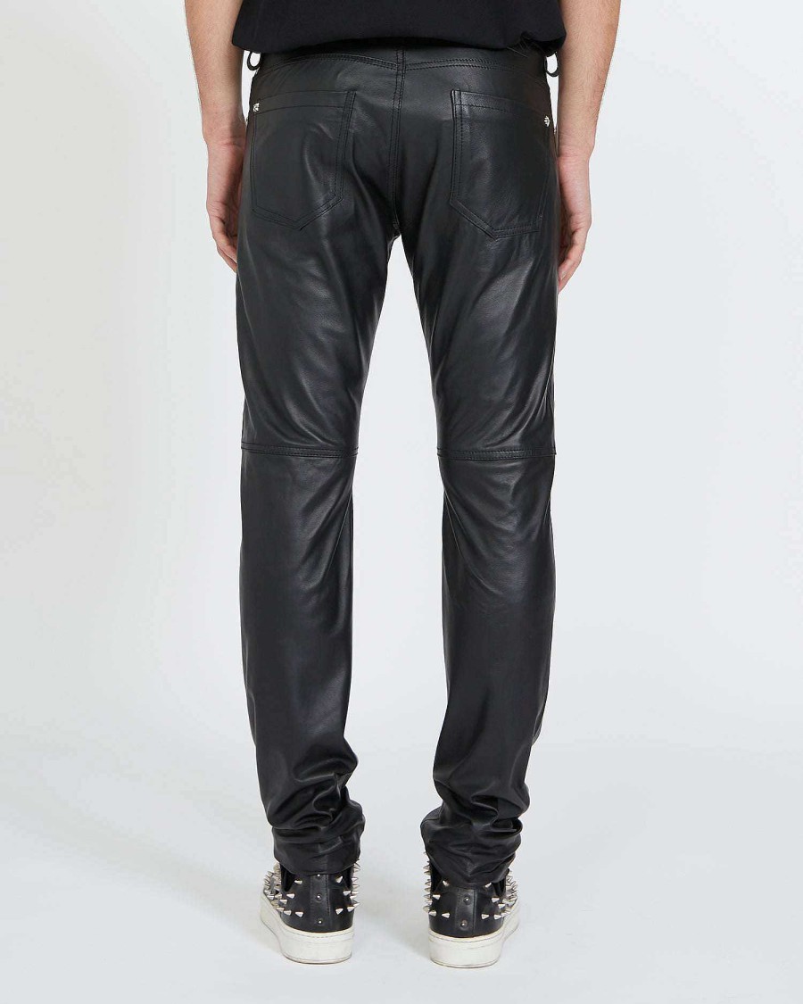 Men John Richmond Trousers | Skinny Pants In Faux Leather Black