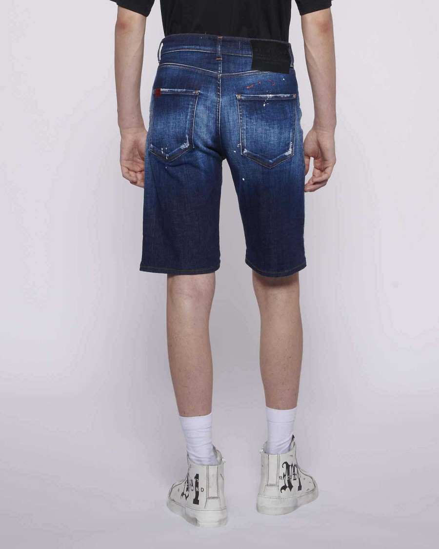 Archives John Richmond John Richmond | Denim Bermuda Shorts With Tear-Off Dark Blue Denim