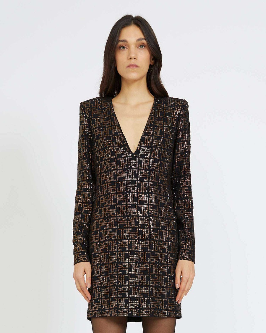 Women John Richmond Clothes | Short Dress With Long Sleeves Black