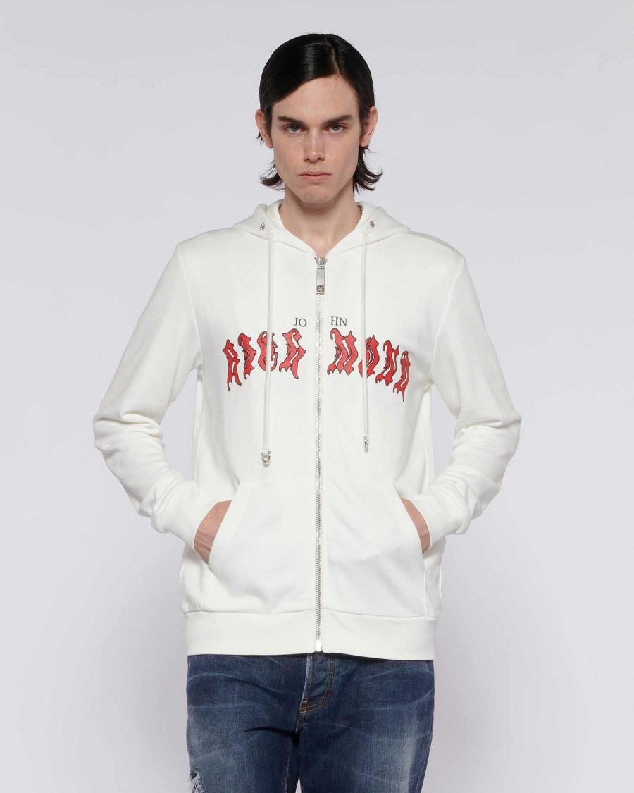 Archives John Richmond John Richmond | Hooded Sweatshirt With Zip Closure White