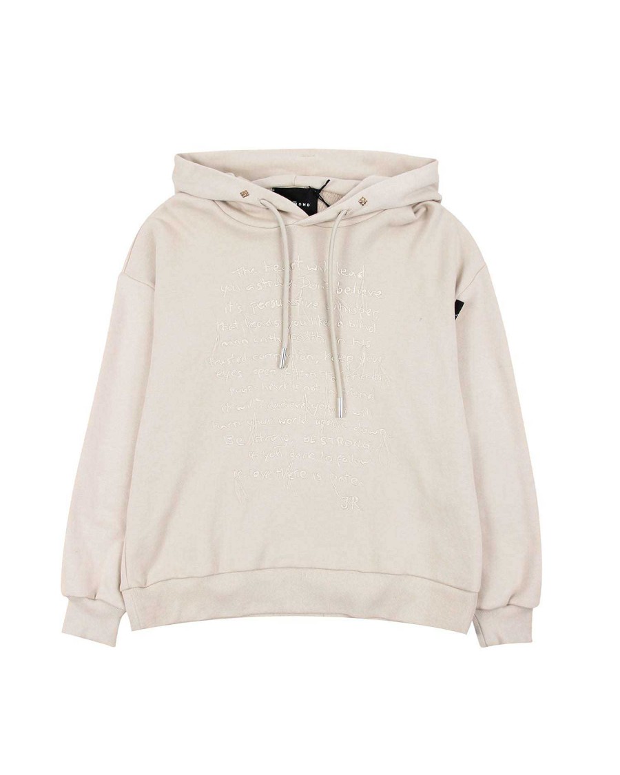 Women John Richmond Sweatshirts | Over Hoodie With The Hood Ivory