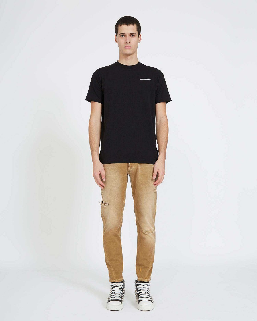 Men John Richmond Jeans | Slim Jeans With Rips On The Front Camel