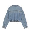 Archives John Richmond Girl (3 - 16 Years) | Denim Jacket With Lettering And Contrast Pattern Light Blue