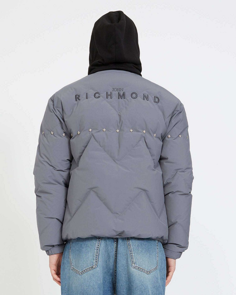 Men John Richmond Outerwear | Down Jacket With Jr Logo Grey