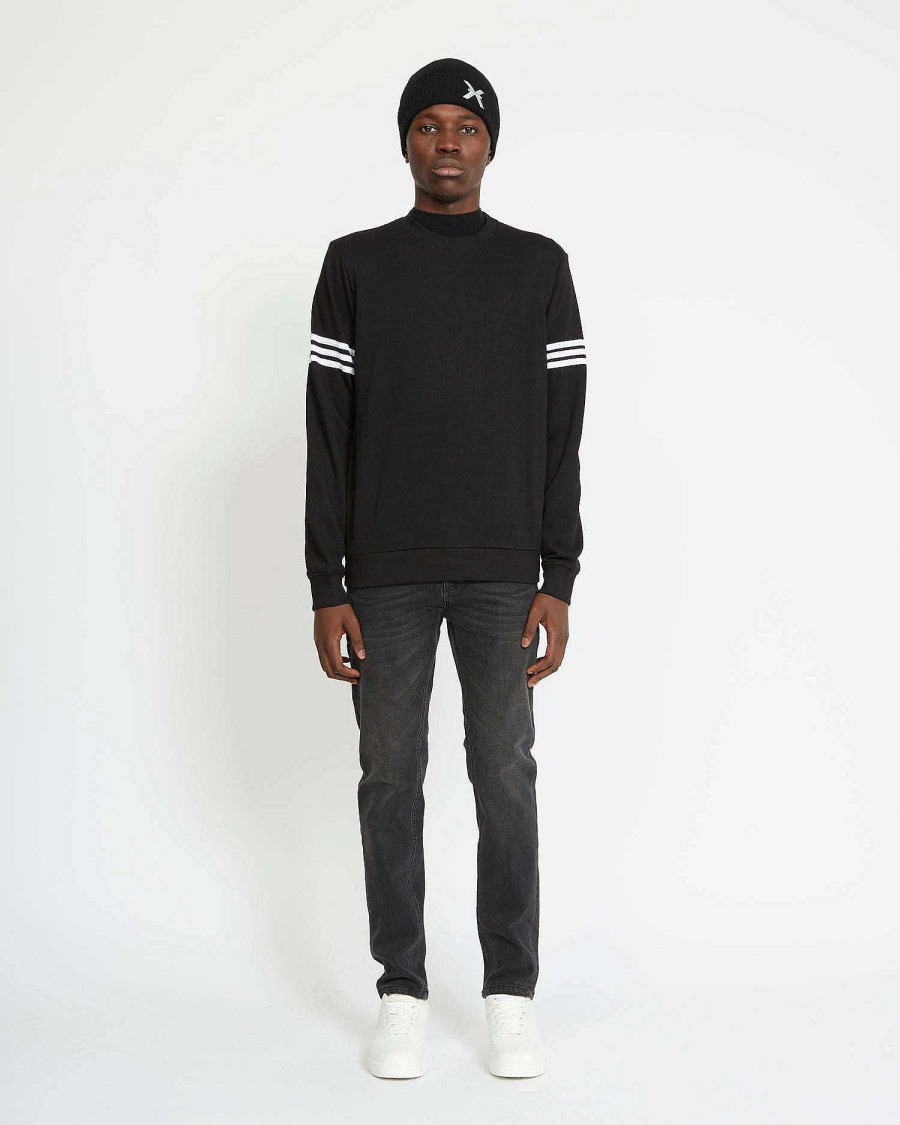 Men John Richmond Sweatshirts | Sweatshirt With Logo And Bands On The Sleeves Black