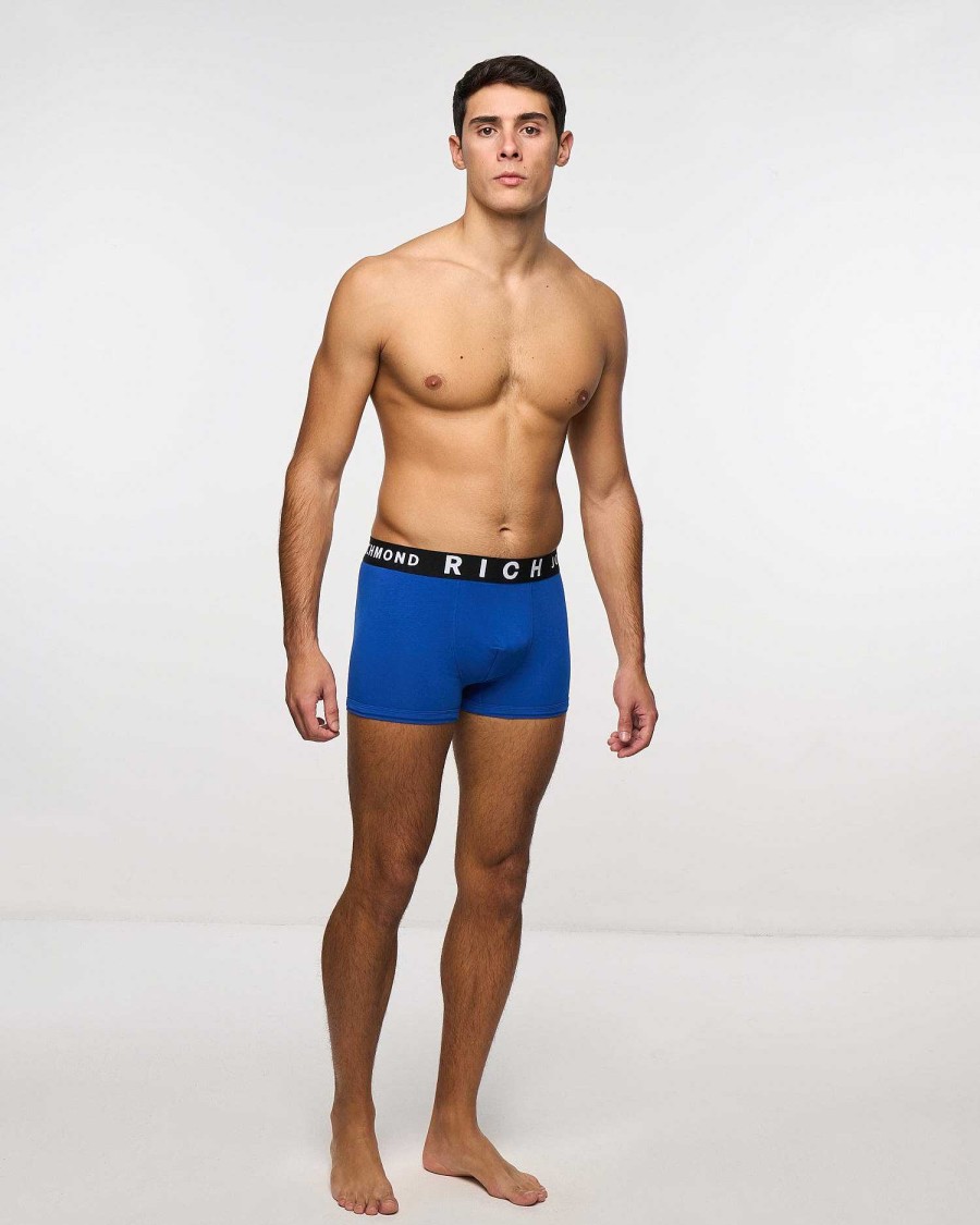 Underwear John Richmond | Low Waist Boxer Shorts In Combed Cotton Blue