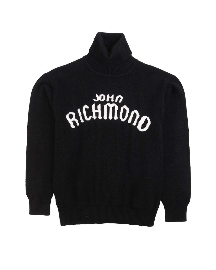 Kidswear John Richmond | High-Neck Sweater With Logo Black