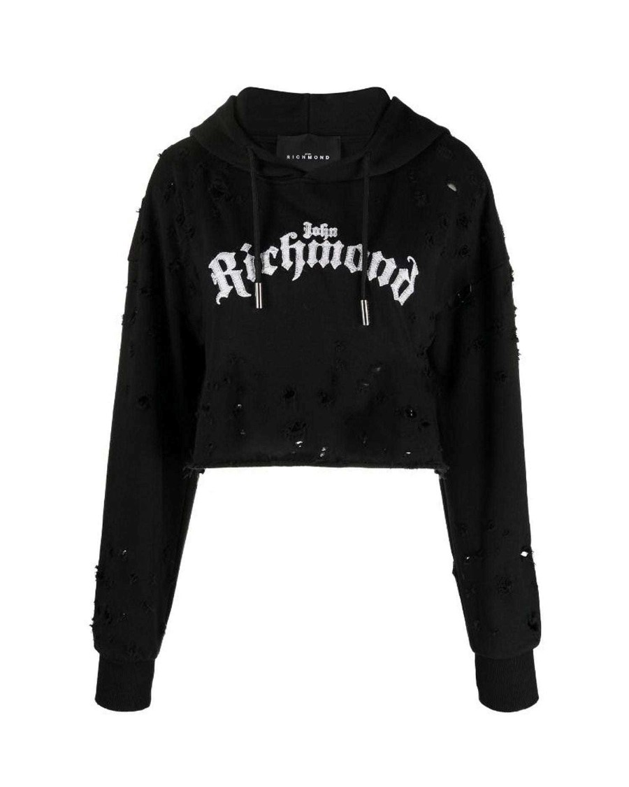 Women John Richmond Sweatshirts | Hoodie With Print On The Front Black