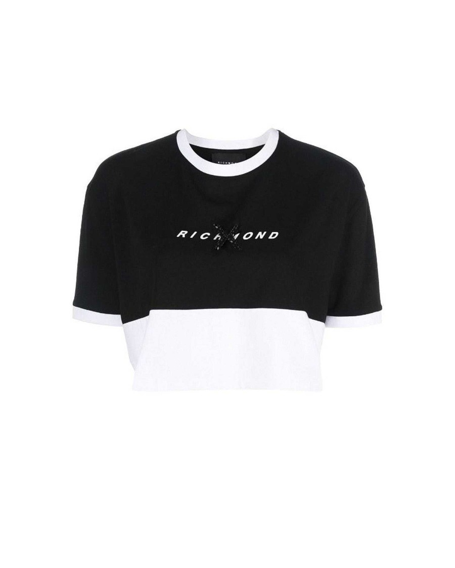 Archives John Richmond John Richmond | Two-Tone T-Shirt With Contrasting Logo Black