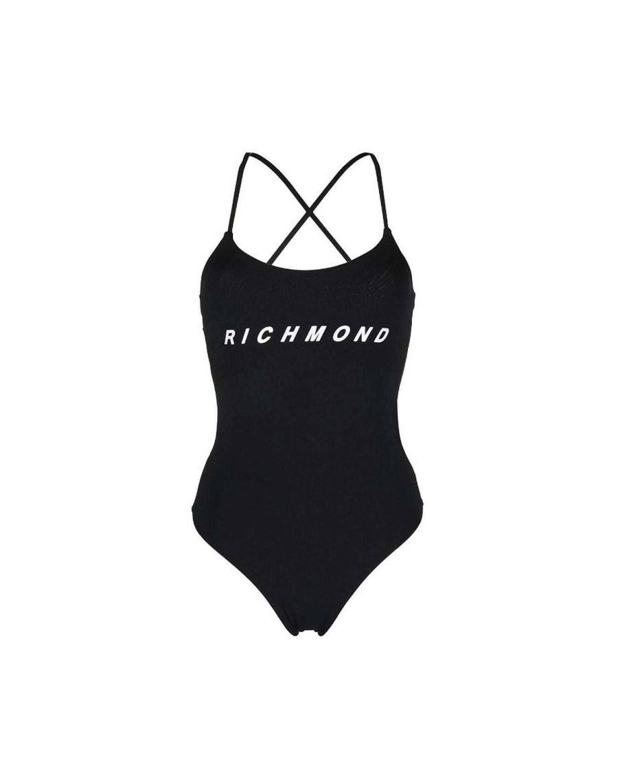 Archives John Richmond John Richmond | One-Piece Swimsuit With Contrasting Lettering On The Front Black