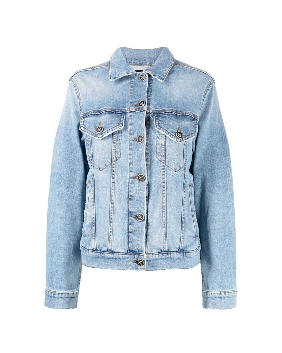 Women John Richmond Outerwear | Denim Jacket With Logo On The Back Light Blue