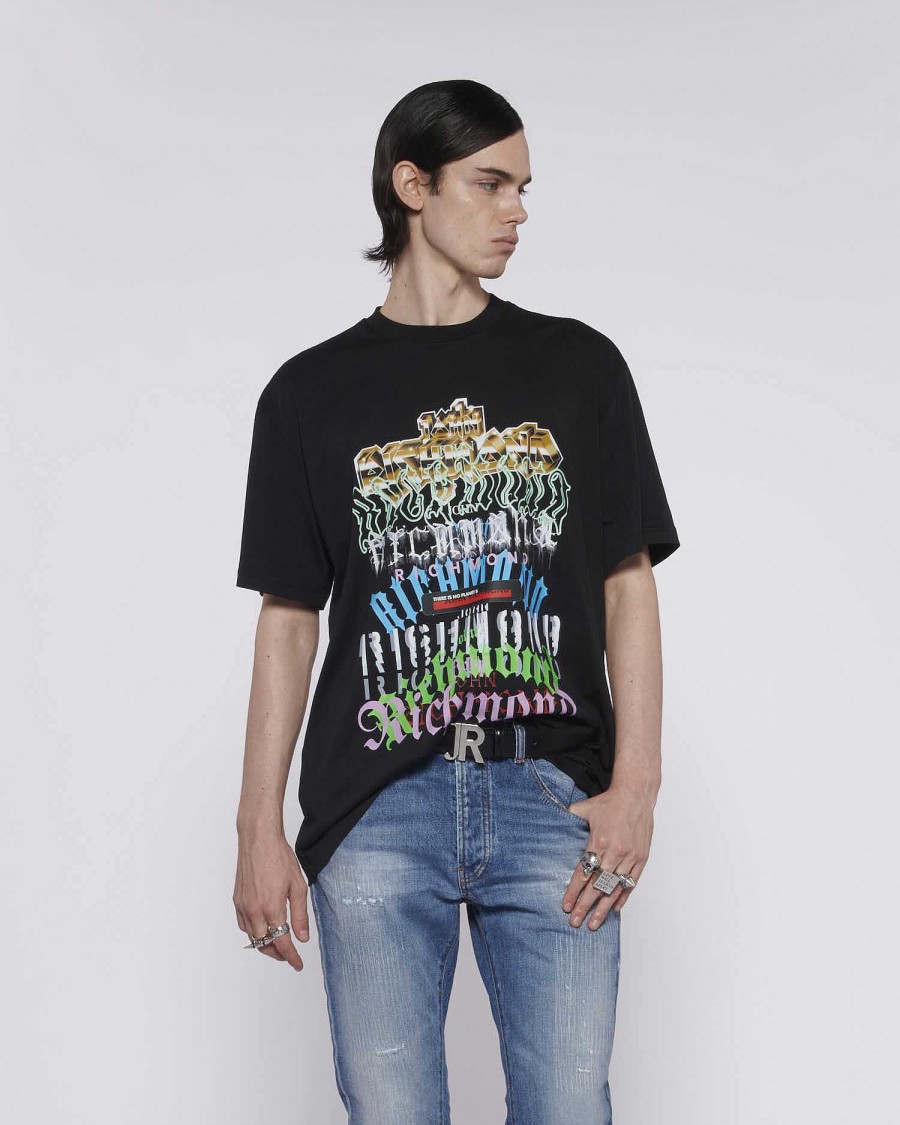 Archives John Richmond John Richmond | Oversized T-Shirt With Multicolour Print Black