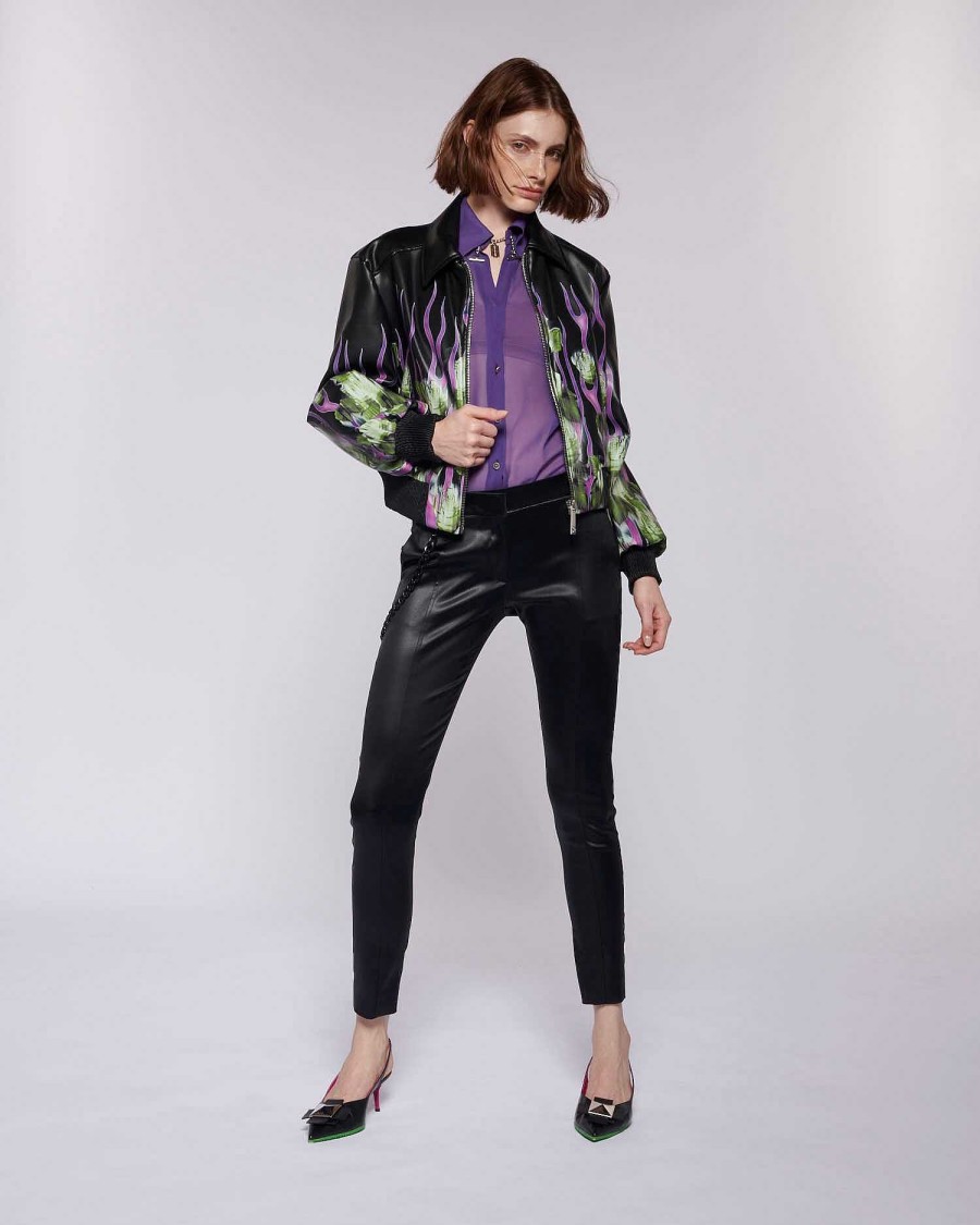 Archives John Richmond John Richmond | Leather Effect Jacket With Pattern Black