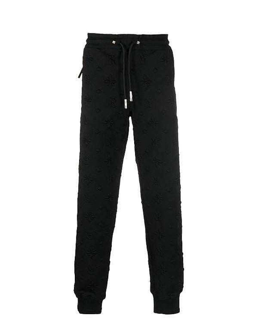 Men John Richmond Trousers | Jogging Pants With Contrast Pattern Black