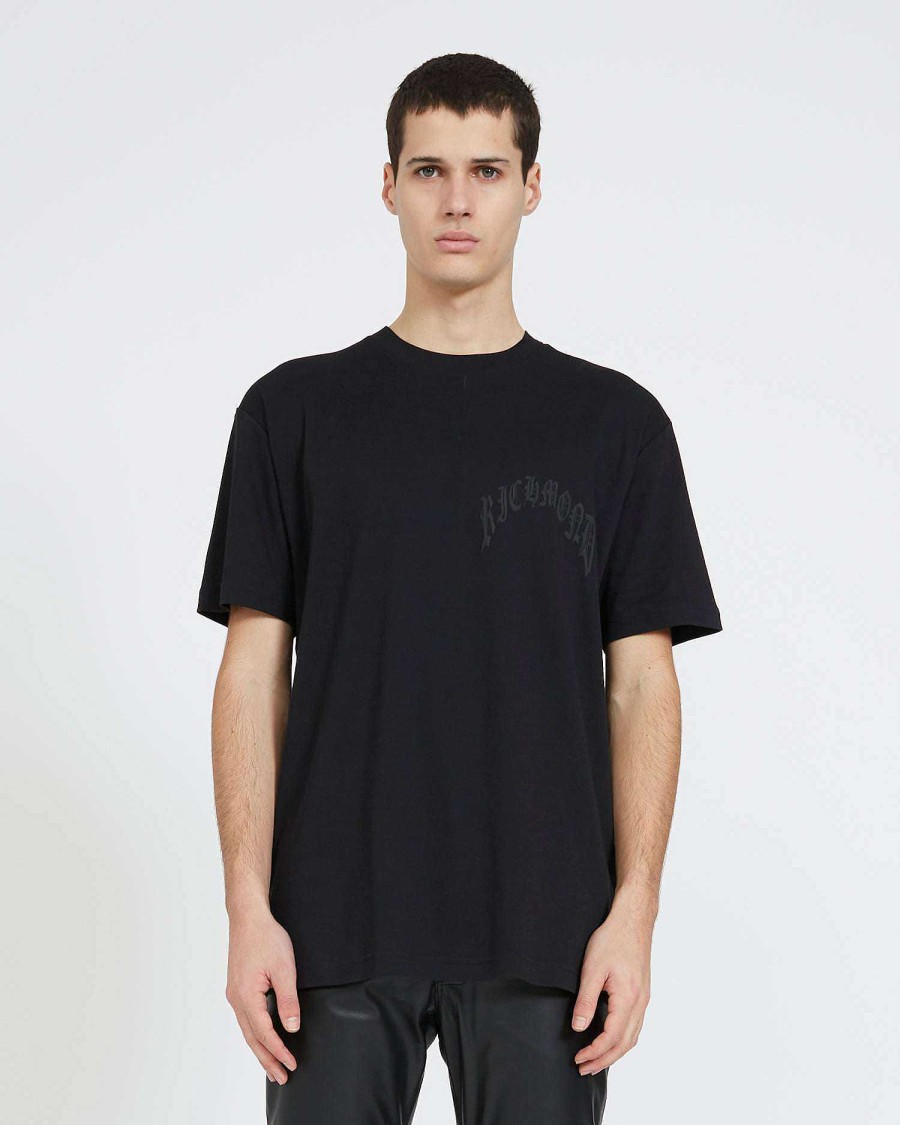 Men John Richmond T-Shirts | T-Shirt With Ton Sur Ton Logo Black