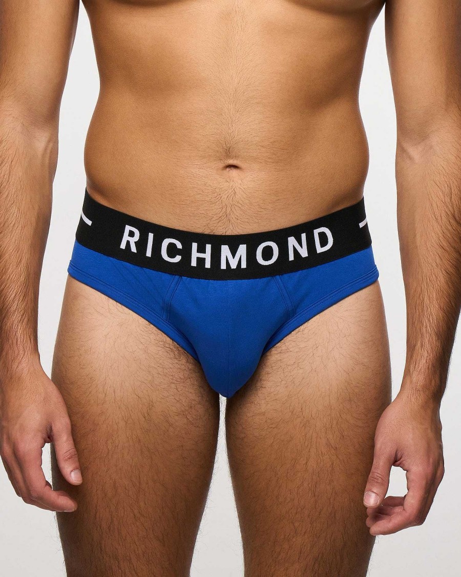 Underwear John Richmond | Low Waist Briefs In Combed Cotton Blue