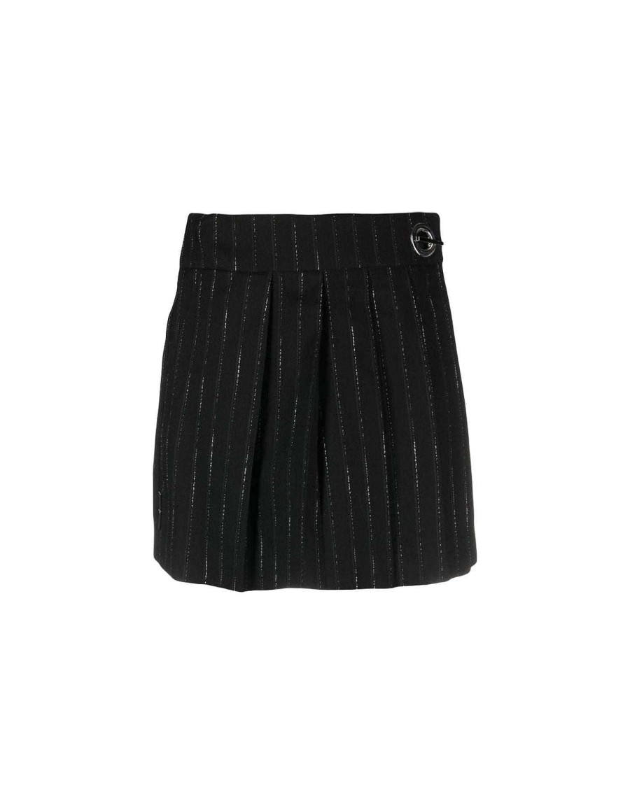 Women John Richmond Skirts | Gonna Corta Con Pieghe Black