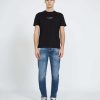 Men John Richmond Jeans | Slim Jeans With Rips On The Front And Print On The Back Blue