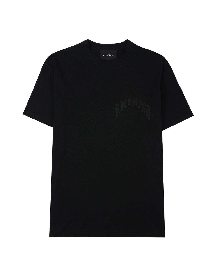 Men John Richmond T-Shirts | T-Shirt With Ton Sur Ton Logo Black