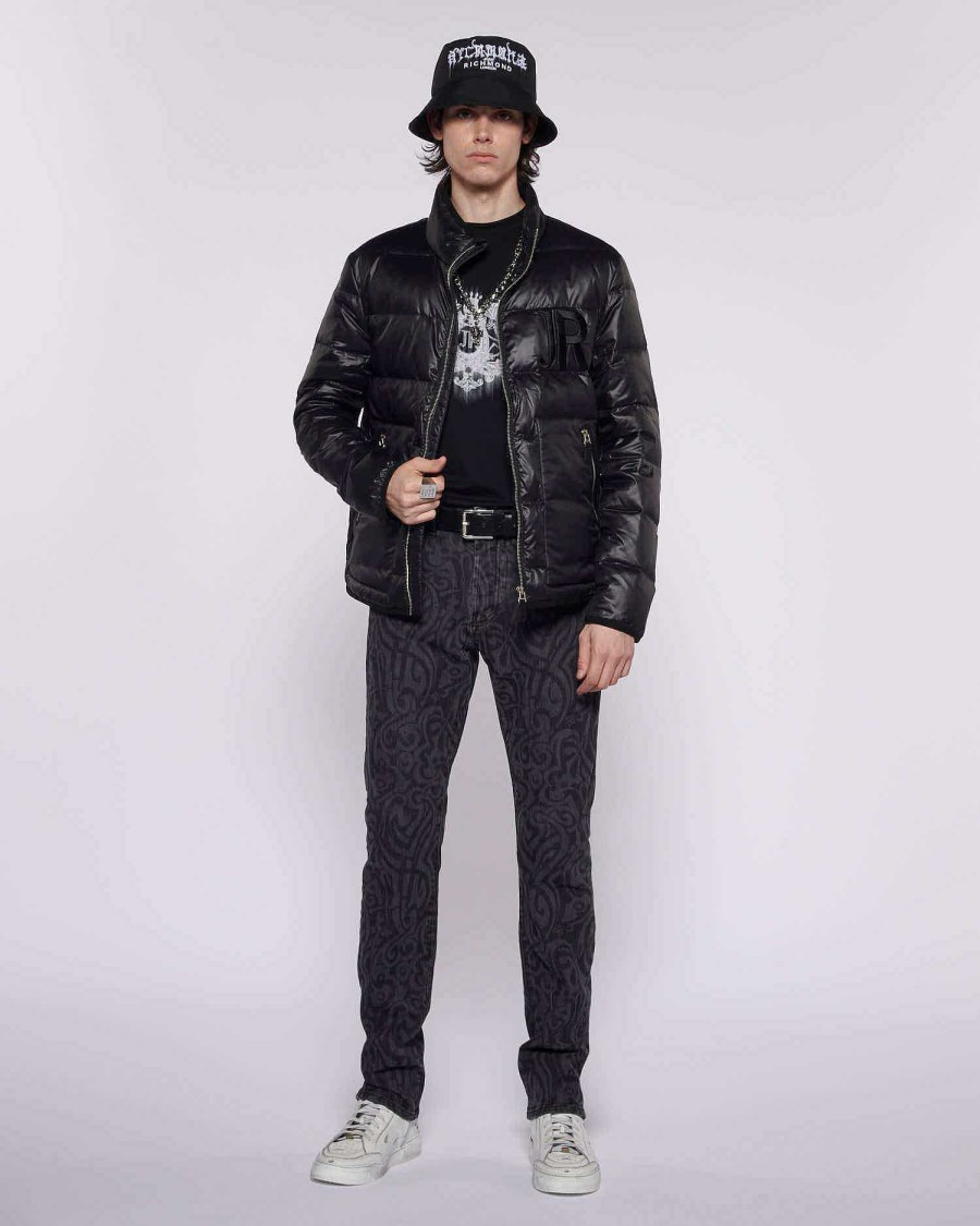 Archives John Richmond John Richmond | Jr Logo Down Jacket Ton Sur Ton Black