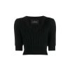 Women John Richmond Tops And Bodysuits | Crop Top With Puff Sleeves Black