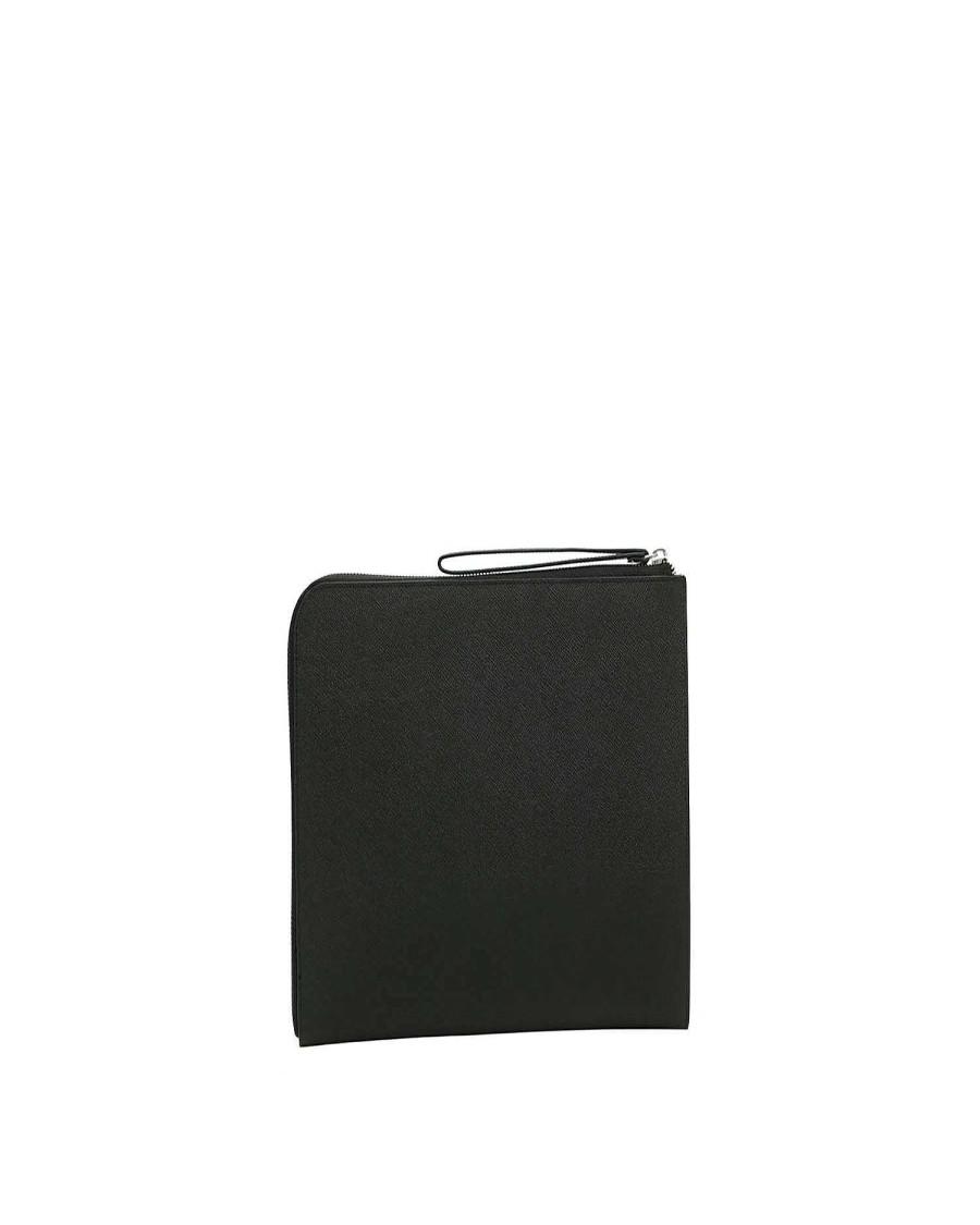 Accessories & Parfums John Richmond | Slim Leather Clutch Bag Black