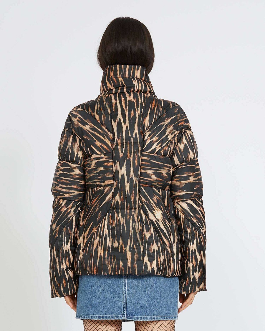 Women John Richmond Outerwear | Down Jacket With Contrasting Pattern Leopard Print