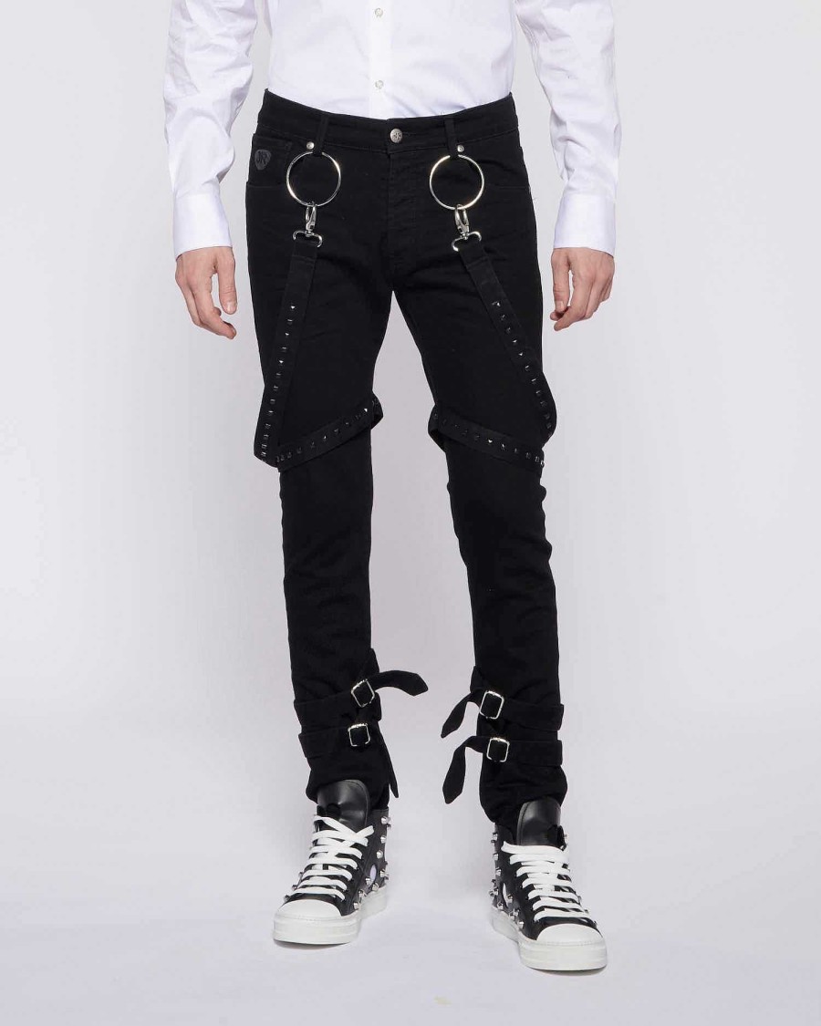 Archives John Richmond John Richmond | Slim Jeans With Hook And Straps Black