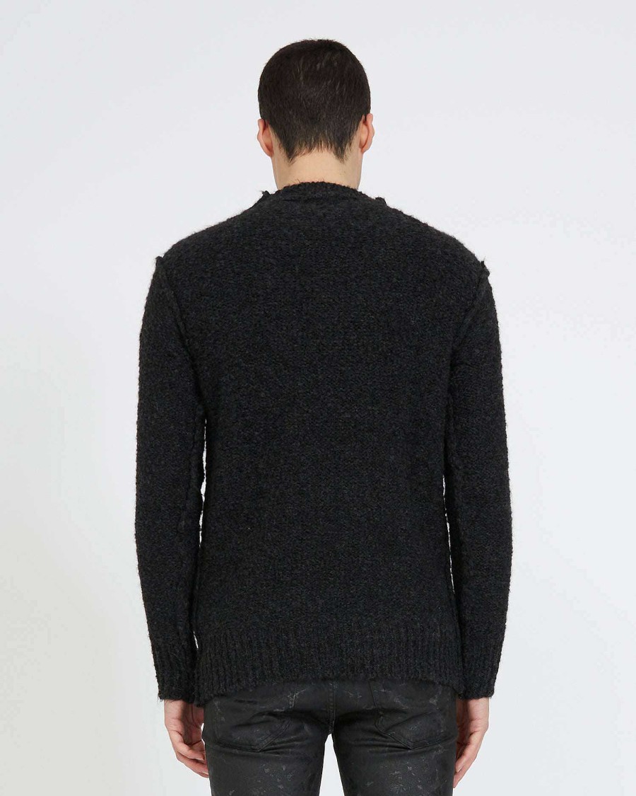 Men John Richmond Knitwear | Half High Neck Sweater With Print Black