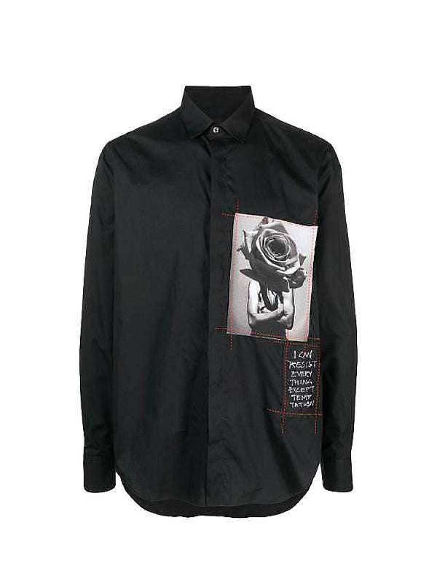 Men John Richmond Shirts | Shirt With Print On The Front Black