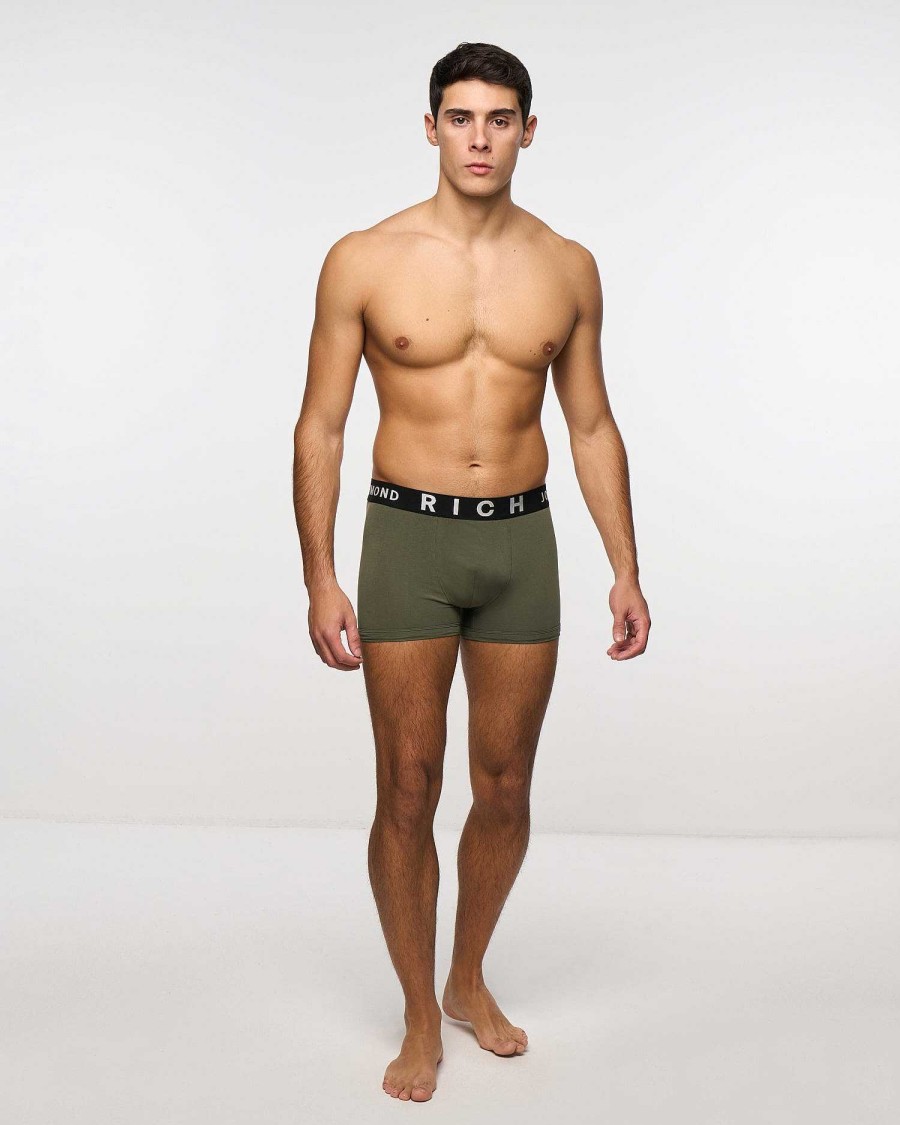 Underwear John Richmond | Low Waist Boxer Shorts In Combed Cotton Military Green