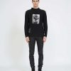 Men John Richmond Knitwear | Half High Neck Sweater With Print Black