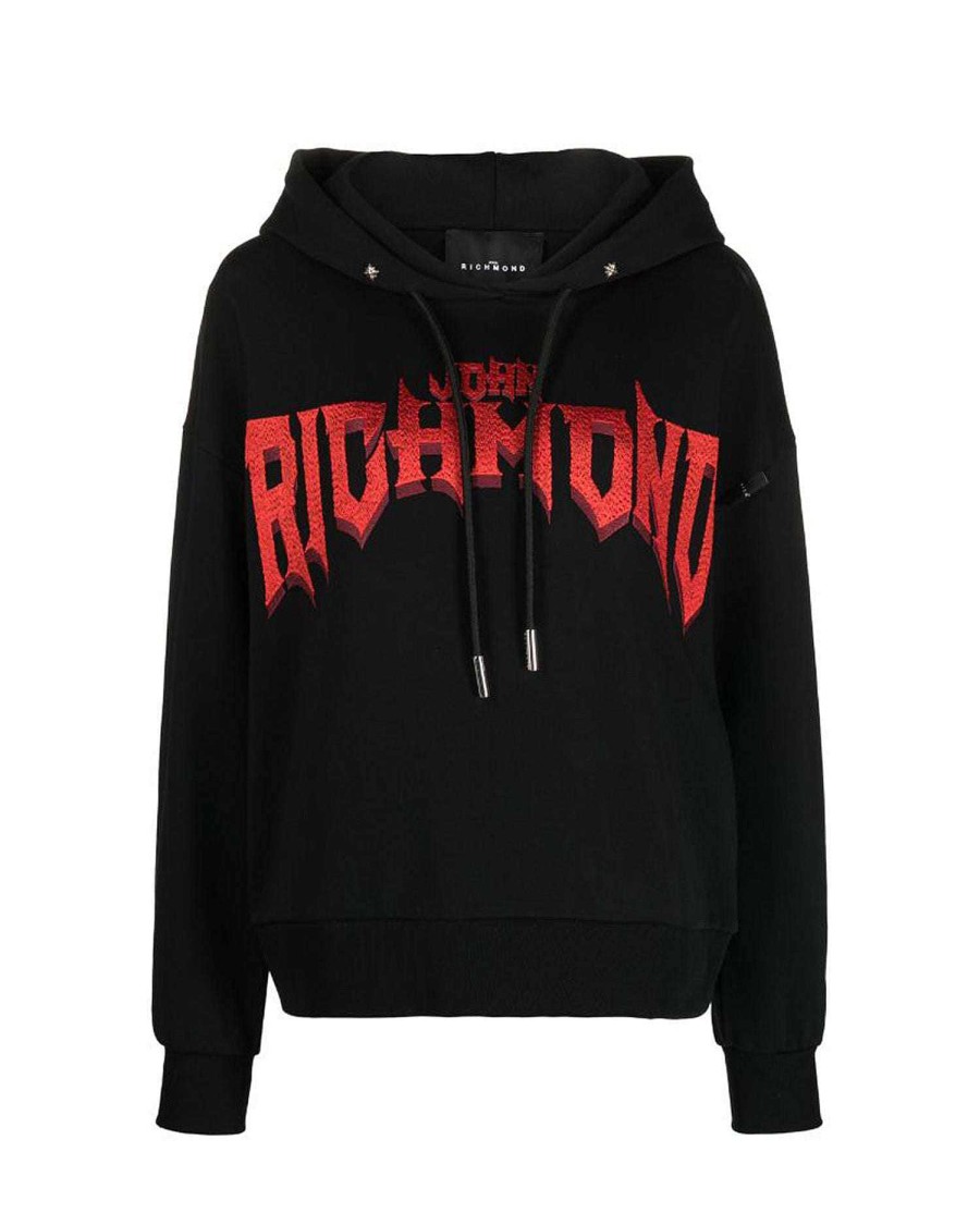 Women John Richmond Sweatshirts | Hoodie With Print On The Front Black