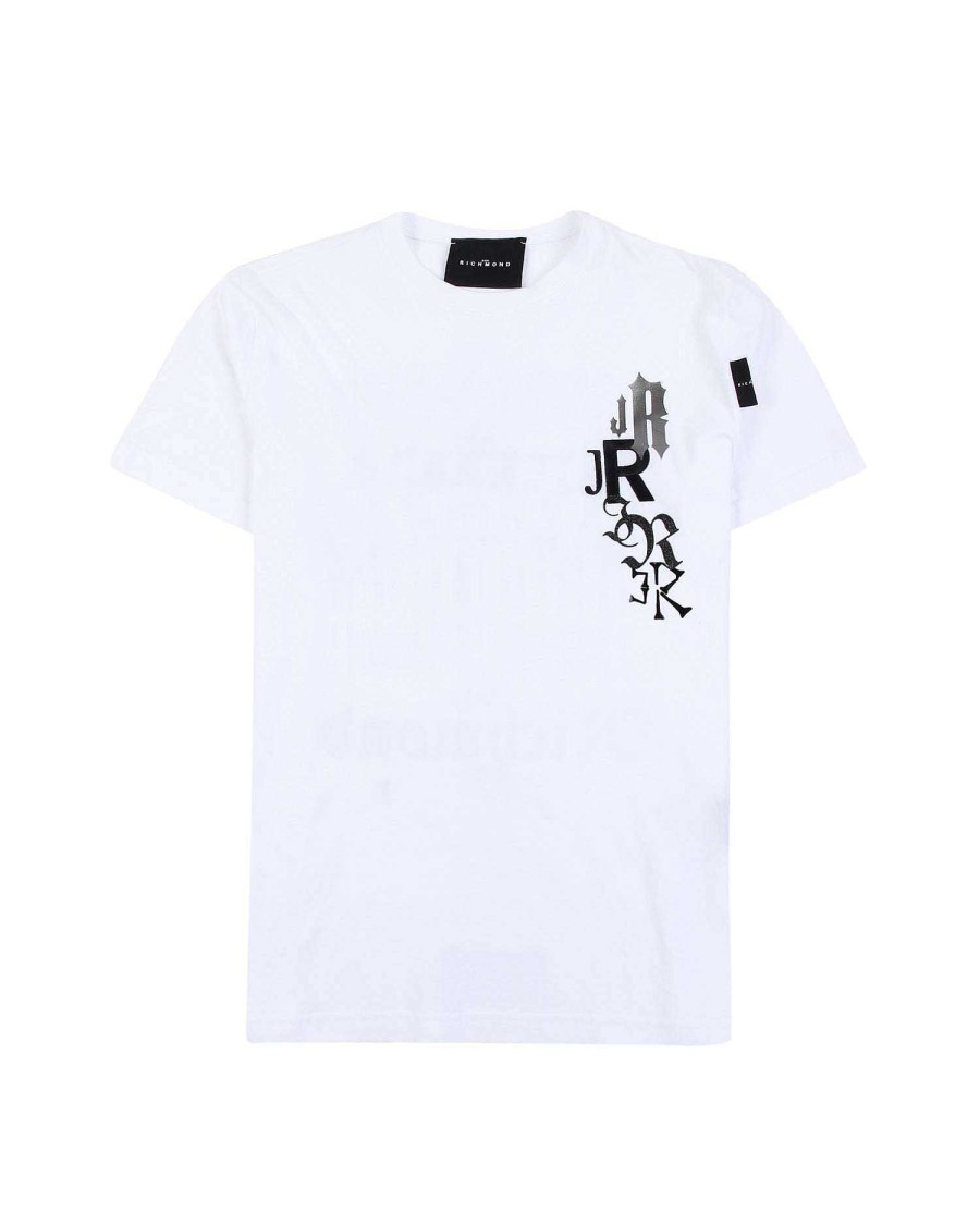 Men John Richmond T-Shirts | T-Shirt With Graphics On The Front And Back White